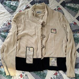Vintage Women's Cream Patchwork Button-Front Jacket
